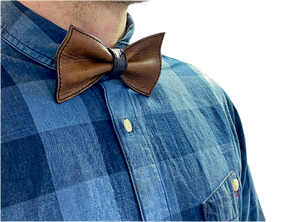 Usko leather bow tie cognac-black