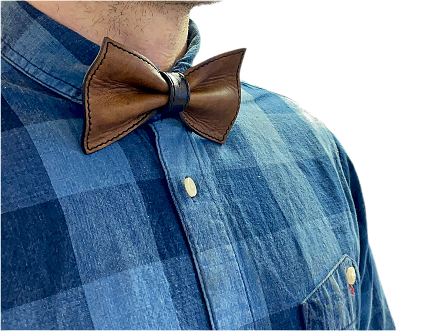 Usko leather bow tie cognac-black