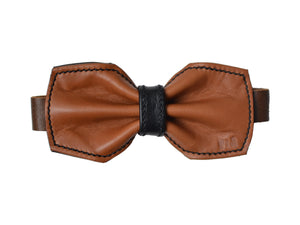 Arvo leather bow tie cognac-black