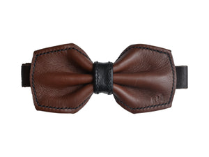 Arvo leather bow tie brown-black