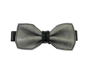 Arvo reversible leather bow tie grey-black