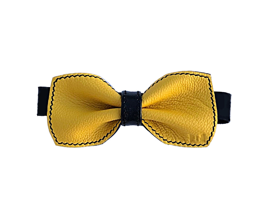 Arvo reversible leather bow tie yellow-black