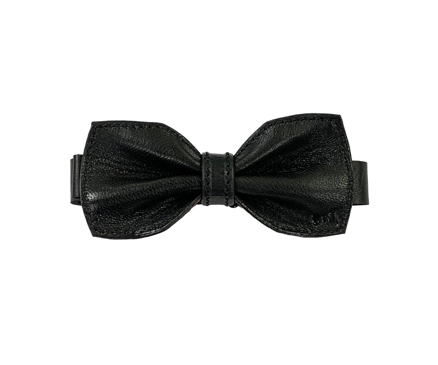 Arvo reversible leather bow tie grey-black