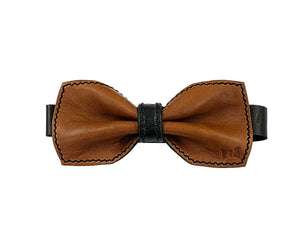 Arvo reversible leather bow tie brown-black