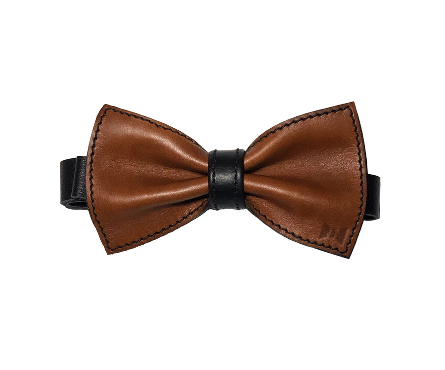 Usko  leather bow tie brown-black