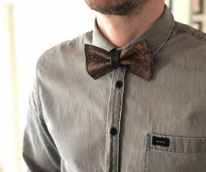 Usko leather bow tie rustic brown-black