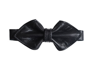 Into leather bow tie black