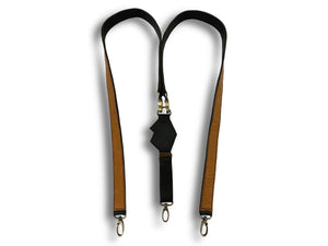 Uljas reversible leather suspenders cognac-black