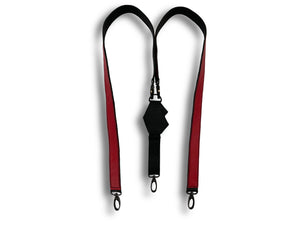 Uljas reversible leather suspenders cognac-black