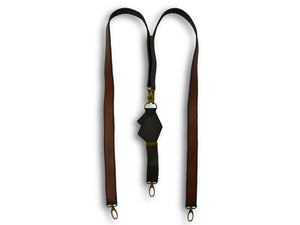 Uljas reversible leather suspenders cognac-black