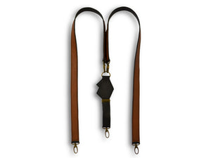 Uljas reversible leather suspenders cognac-black