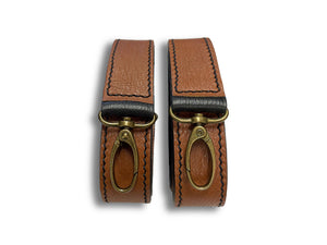 Uljas reversible leather suspenders cognac-black