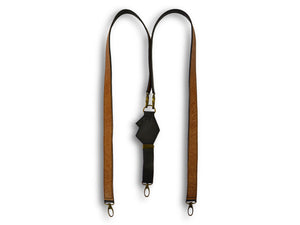 Uljas reversible leather suspenders cognac-black