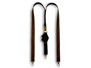 Uljas reversible leather suspenders cognac-black