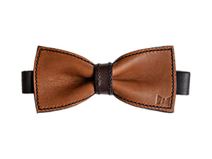 Urho leather bow tie cognac-brown