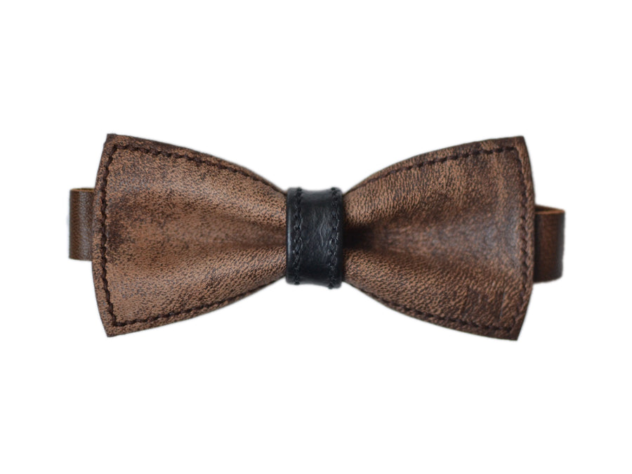 Urho leather bow tie rustic-black