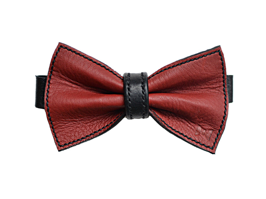 Usko leather bow tie red-black