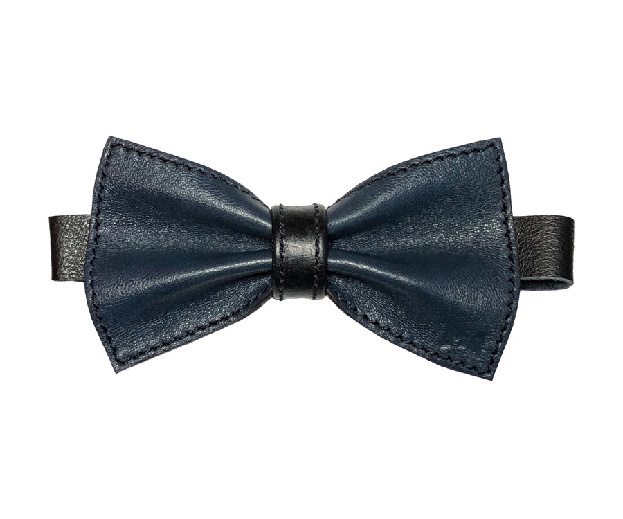 Usko leather bow tie blue-black