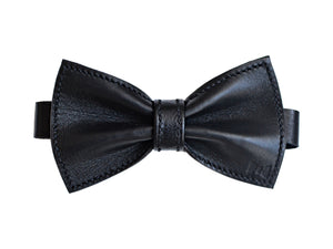 Usko  leather bow tie brown-black