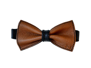 Usko leather bow tie cognac-black