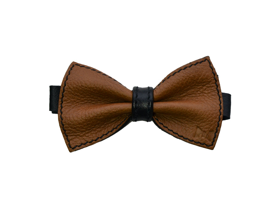 Usko junior leather bow tie cognac-black